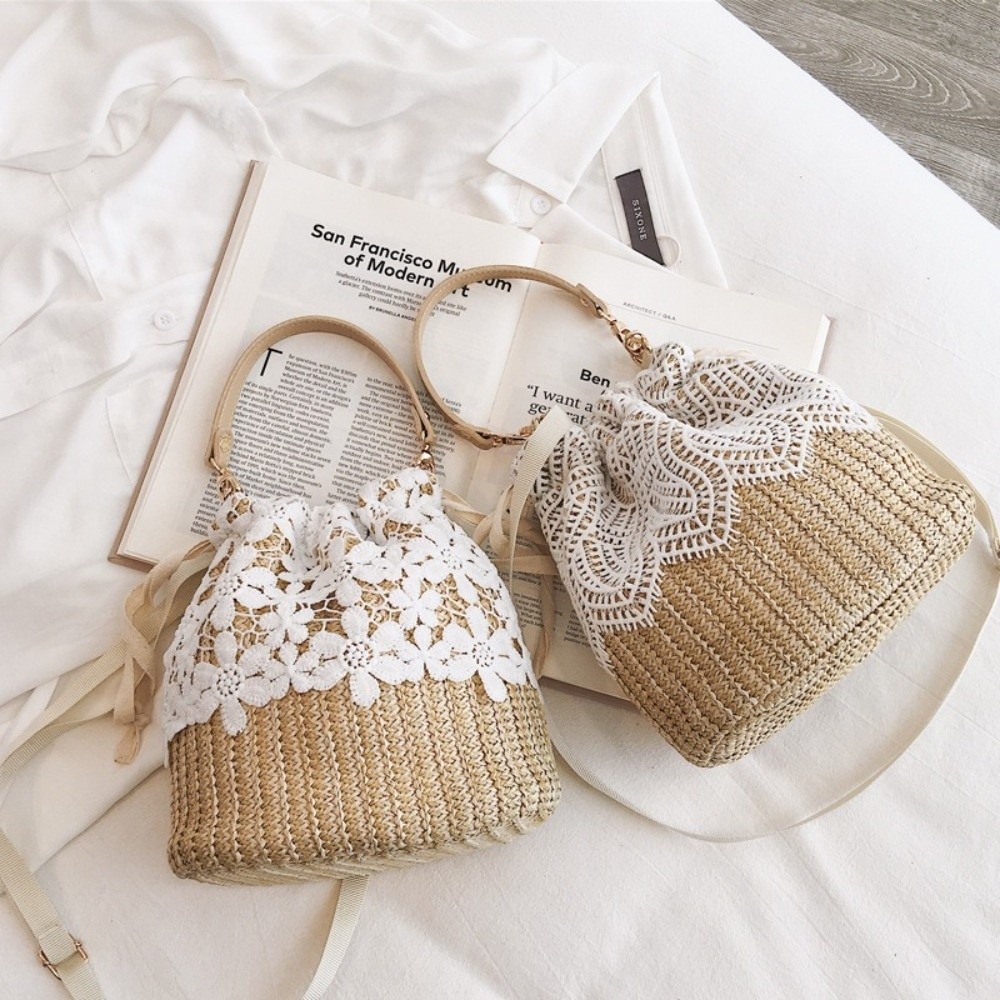 Casual Lace Straw Shoulder Bag - Tote Bag Beach 리뷰 및 가격